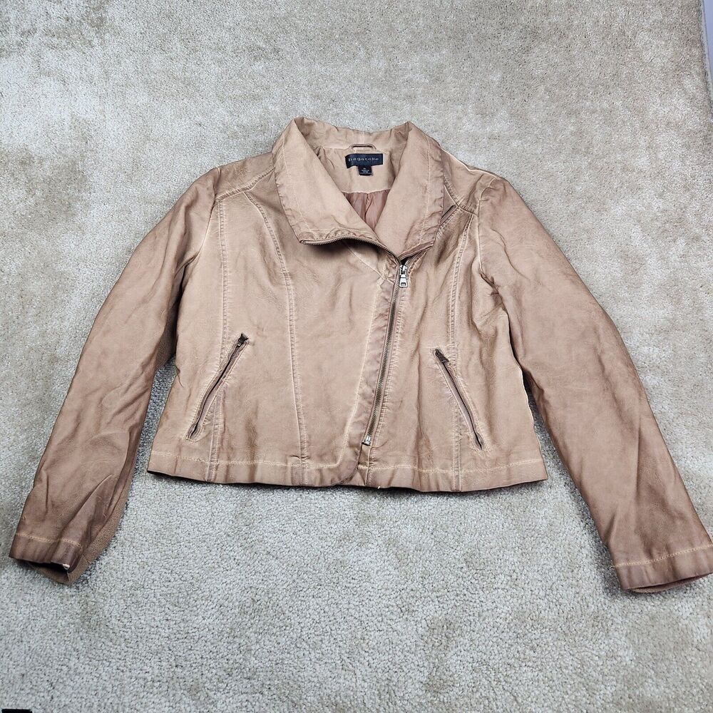Bagatelle Faux Suede Leather Jacket Womens XL Open Front Long Sleeve moto